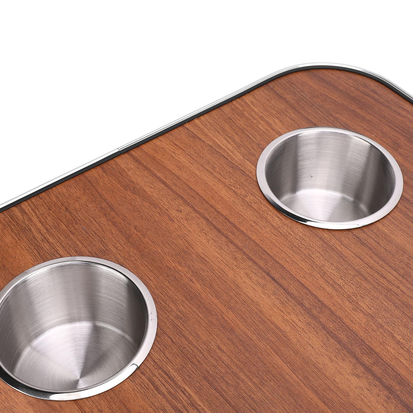 Removable Boat Table, RV Table Top Solid Wood with 2 Stainless Steel Cup Holders for Trailer Motorhome Yacht Boat Deck 800 X 400mm (Brown)