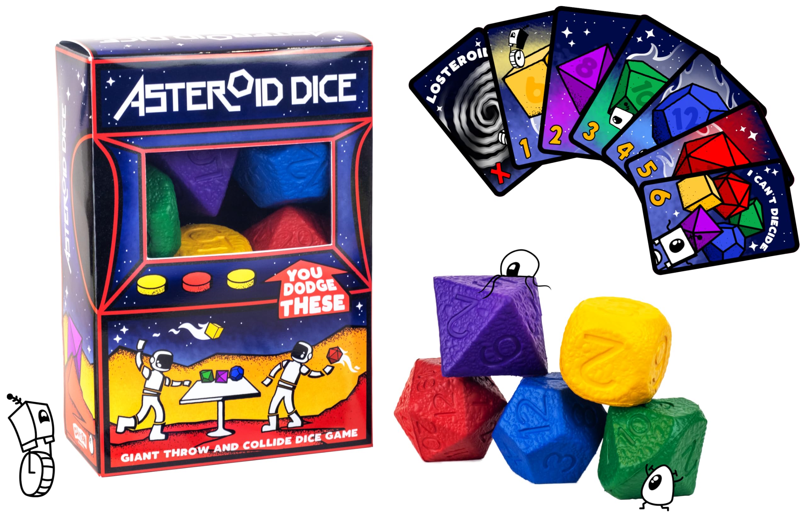 Asteroid Dice: The giant throw & collide squishy dice game! Easy to Learn & Quick to Play - 2 to 8 Players - Ages 7+ Kids Teens - 15 mins to play