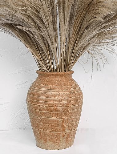 Jarrón grande de cerámica para decoración, florero rústico vintage de cerámica para encimera del hogar, estante, centro de mesa y decoración de mesa