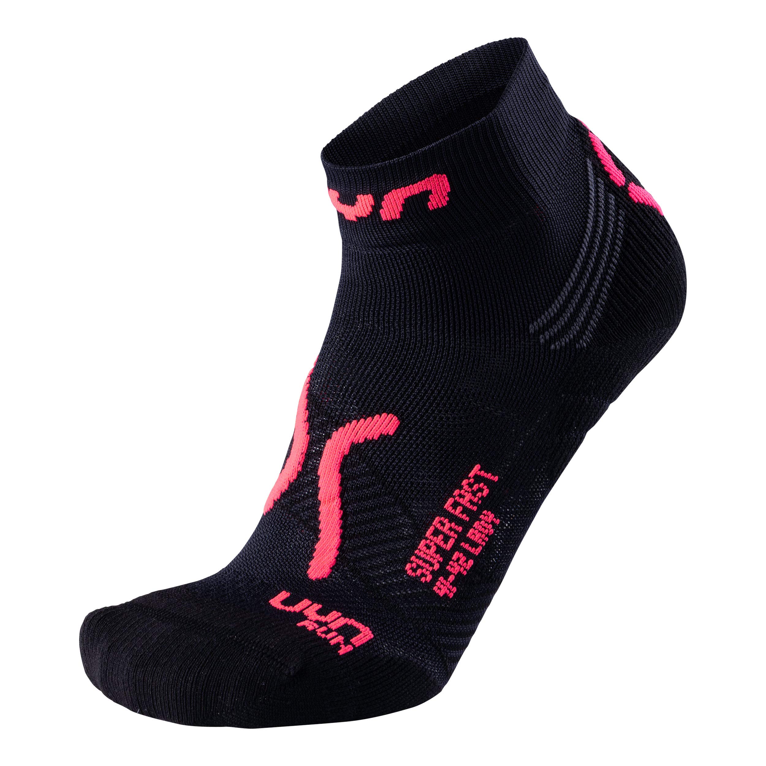 UYN S100066 RUN SUPER FAST Socks Women's Black/Fluo Coral 36