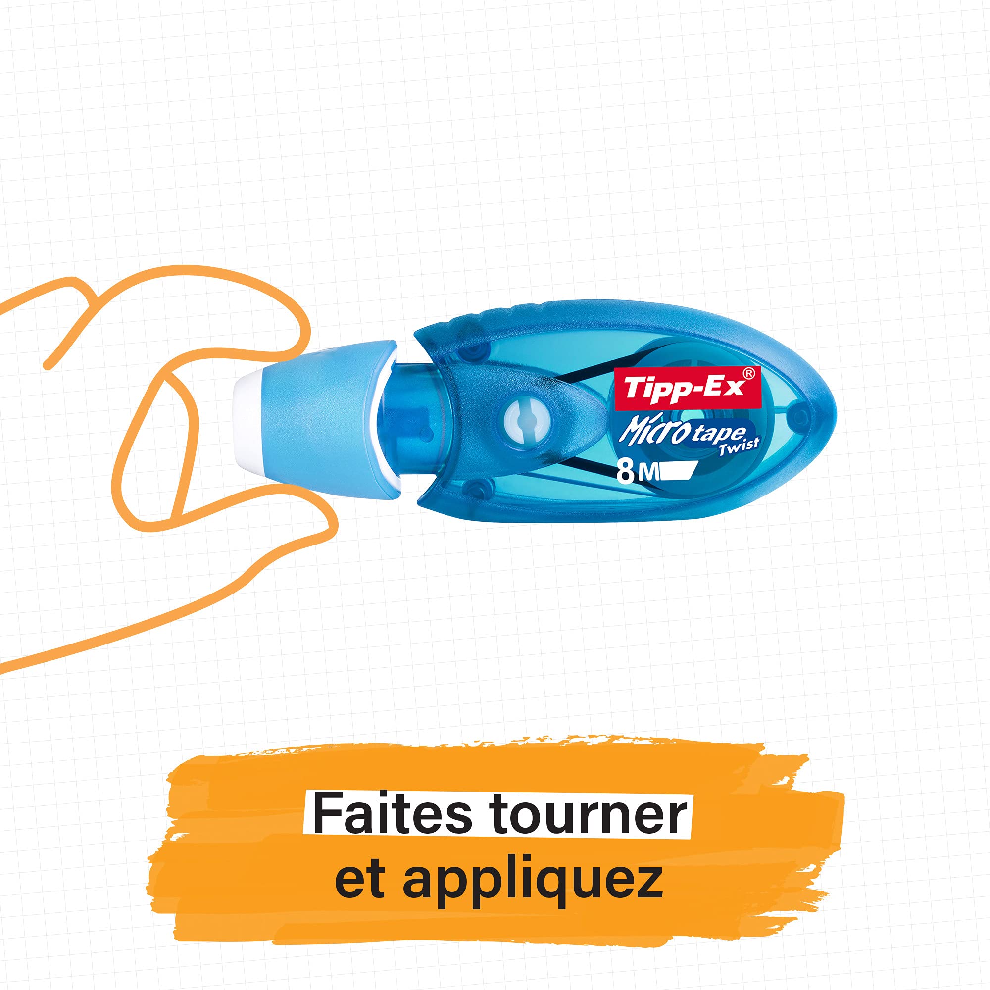 Tipp-Ex Micro Tape Twist Rubans Correcteurs 8 m x 5 mm - Corps Bleu, Boîte de 10