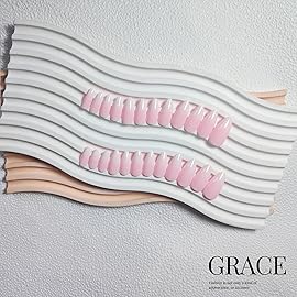 Ombre From Pearly White to Pink Press on Nails Medium Almond Fake Acrylic Nails Set,KQueenest Stiletto Glue on Nails Reusable Gel False Short almond Nails for Girls with UV Coating Manicure in 24 PCS