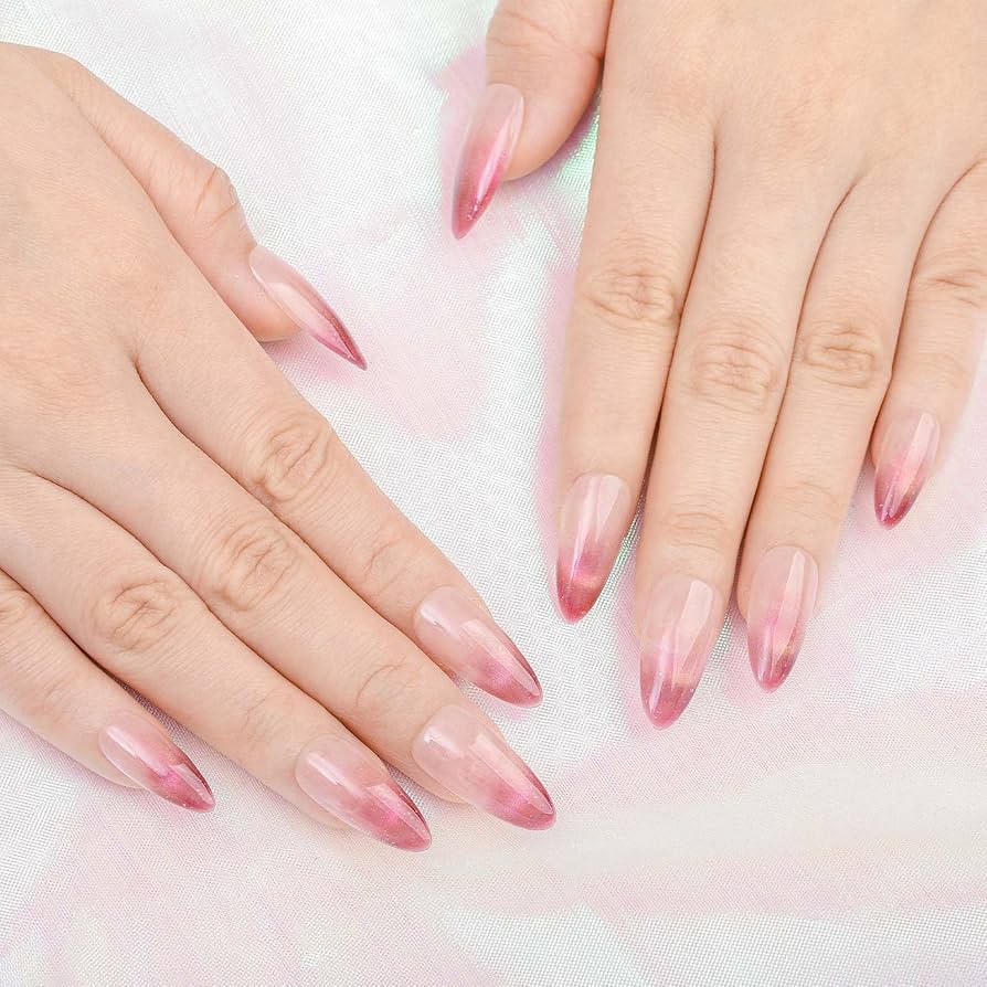 Amazon | Sethexy 手作りネイルチップ ロングアーモンドチップ 水色