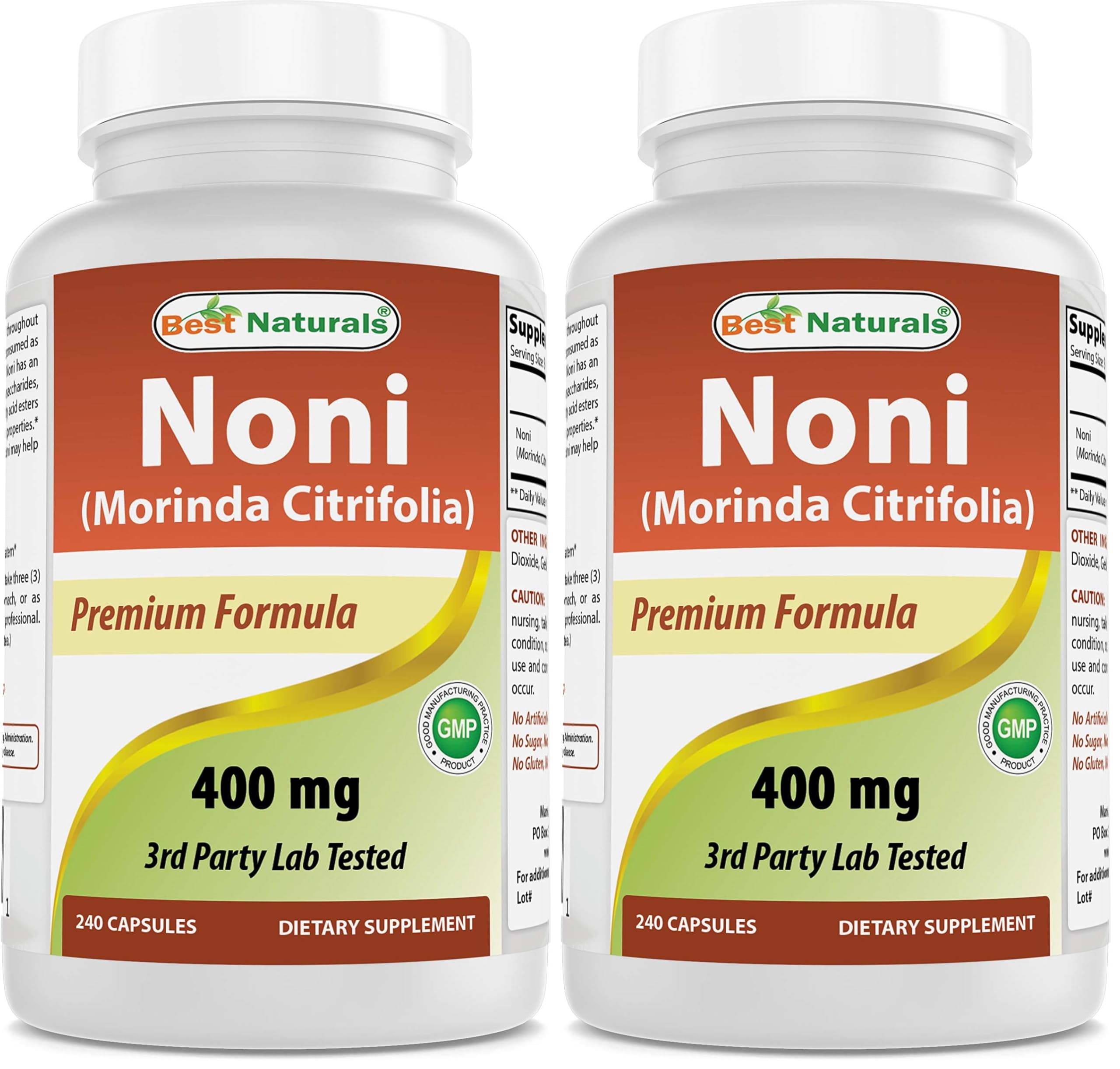 Best Naturals Noni 400 mg 240 Capsules (Pack of 2) 240 Count (Pack of 2)