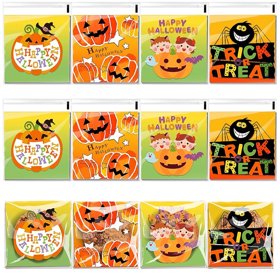 Amazon.co.jp: Ysqool 100枚 ハロウィン ジップロック おやつ