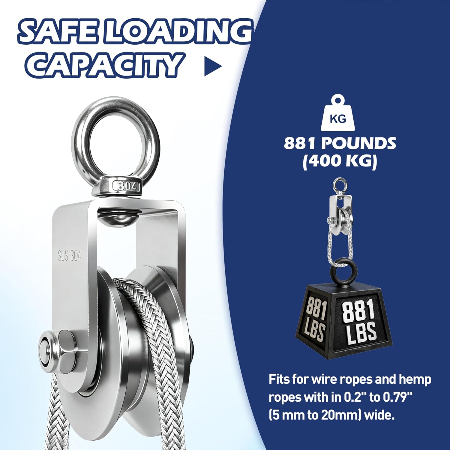 1 Pack Cable Pulley Wheel,304 Stainless Steel Swivel Pulley for Cable,U Groove with Ball Bearing Detachable 360 Degree Rotation,for Pulley System,Gym Equipment,Clothesline (68mm V Groove, 1)