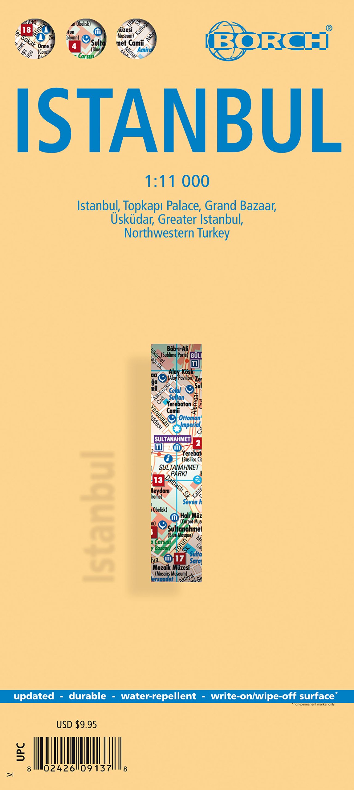 Istanbul, Turkey - Laminated Borch Map