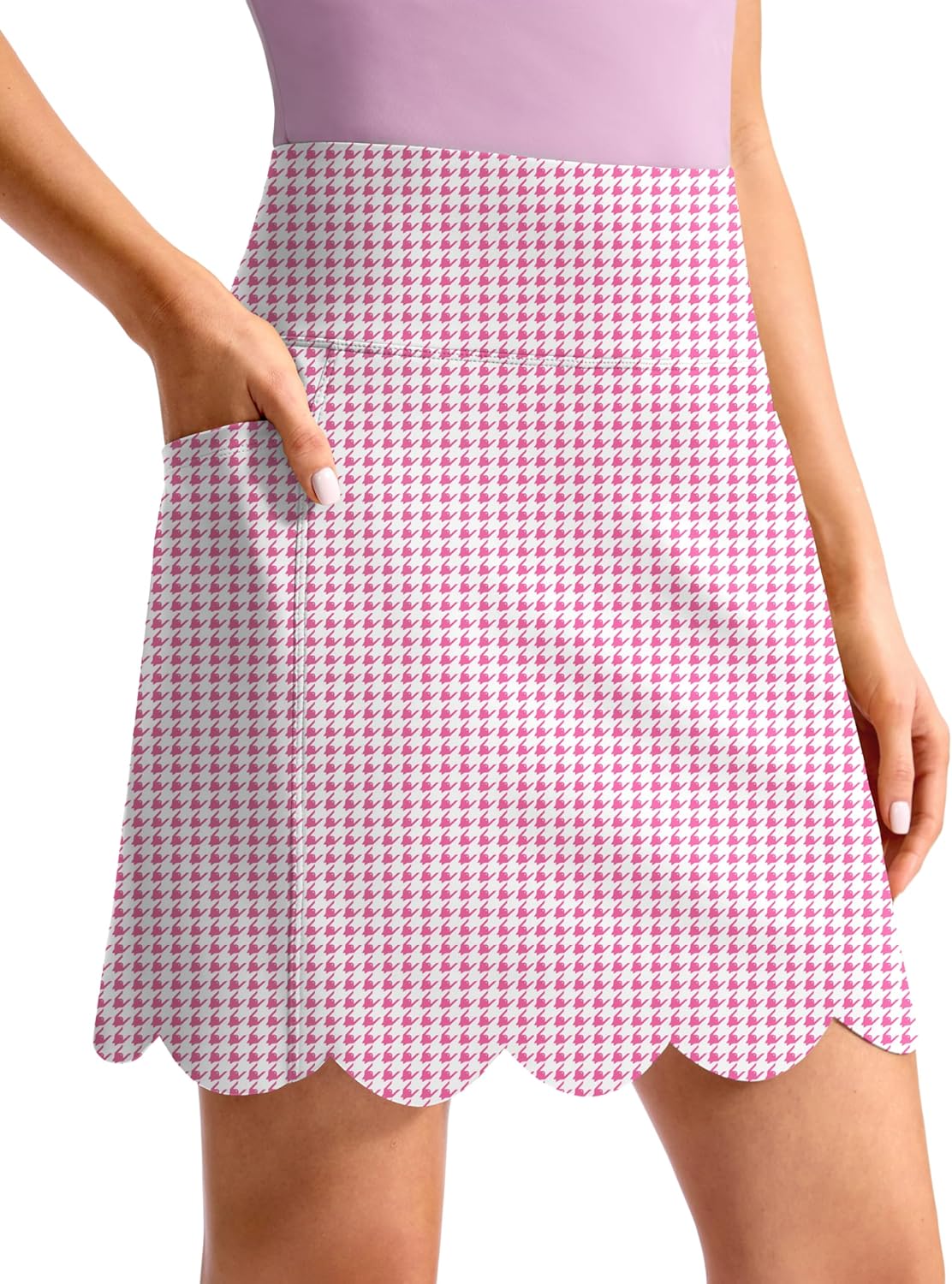 Viodia 18" Skorts for Woman with Scalloped Hem High Waisted Golf Tennis Women Skort Skirts with Pockets Dressy Casual