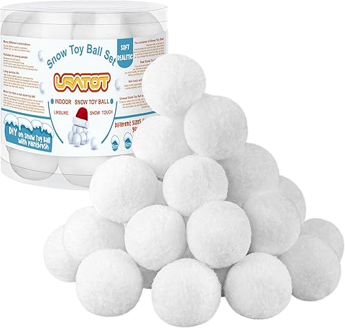 URATOT - Paquete de 25 bolas de nieve falsas para interiores, suaves y realistas con cajas para juegos de invierno