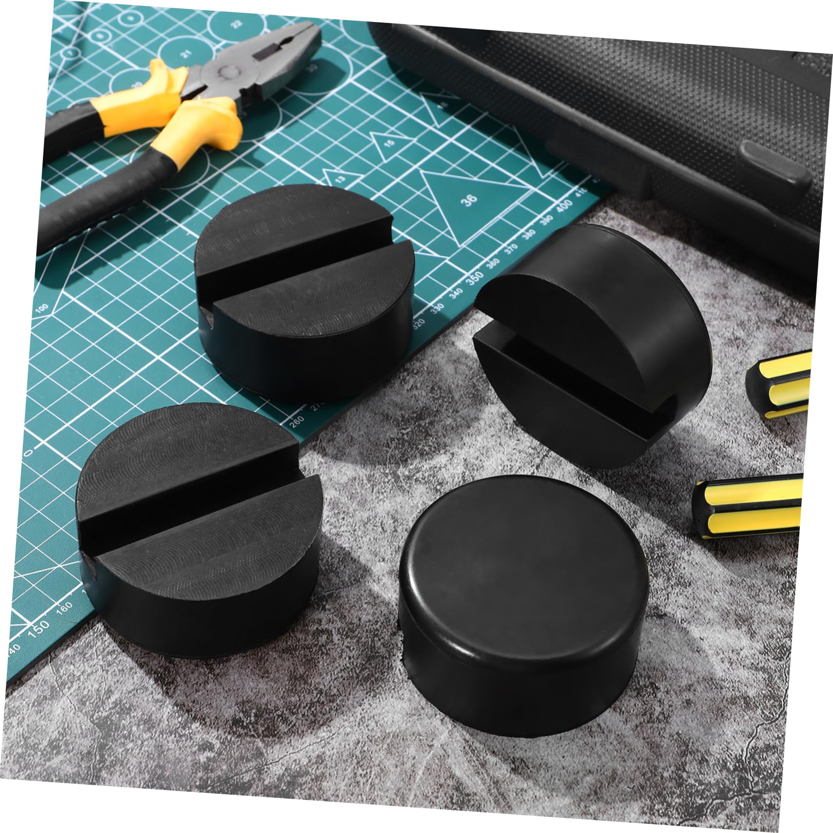 Zerodeko 3 Set Blocco Di Gomma Messa A Martinetto Per Auto Gomme Veicolo Zecche Cuscinetto Jack Universale Cuscinetti Per Martinetti Da Pavimento Gomma Da Cancellare Nero 4 Pezzi * 3