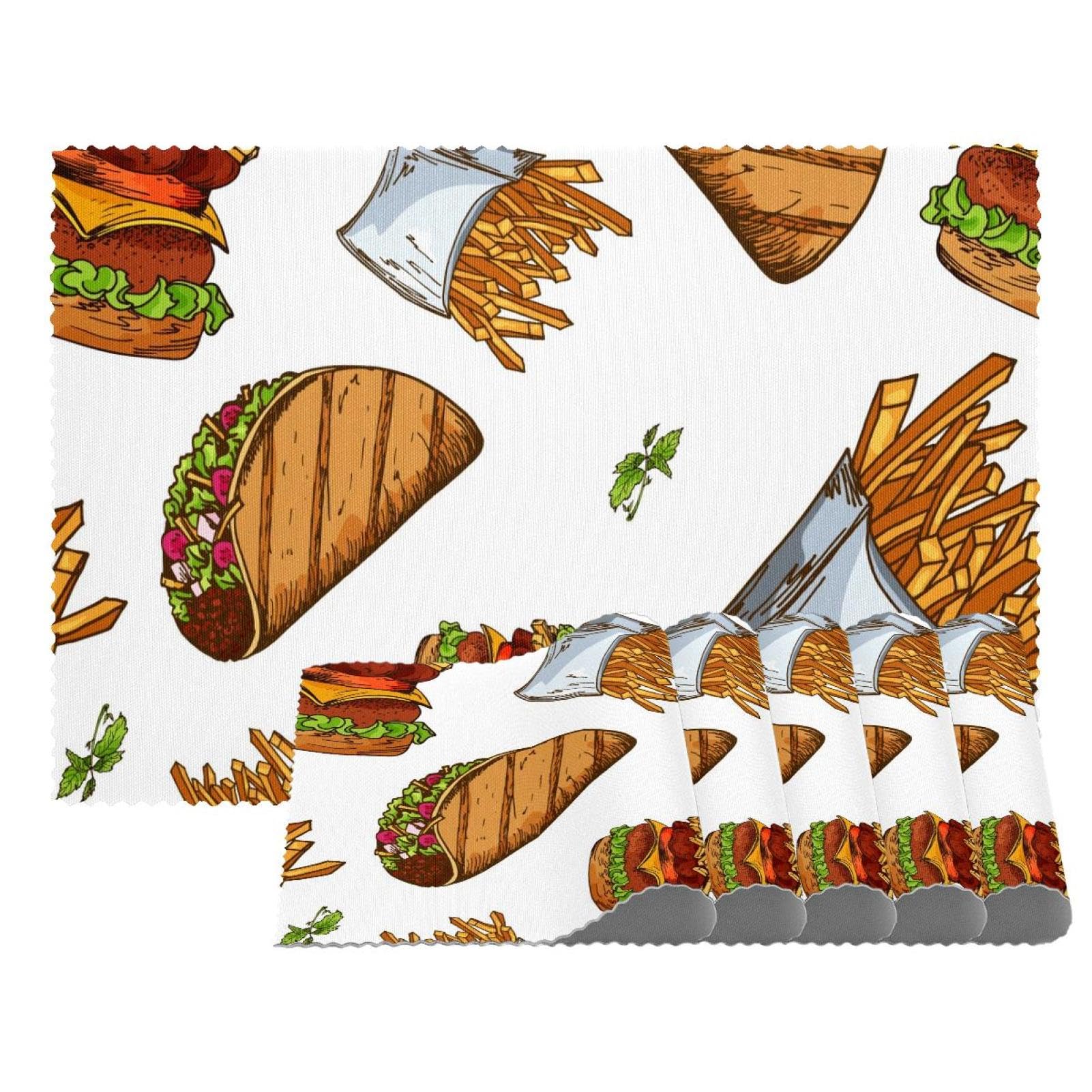 Sets de table Fast Food antidérapants pour des repas conviviaux en salle à manger
