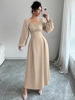 Casual Outfits Elegant Long Dress With Square Neck Lantern Sleeves For Maxi Women Maxi Dresses at Amazon Women's Clothing store Casual Outfits Elegant Long Dress With Square Neck Lantern Sleeves For Maxi Women Maxi Dresses at Amazon Women's Clothing store