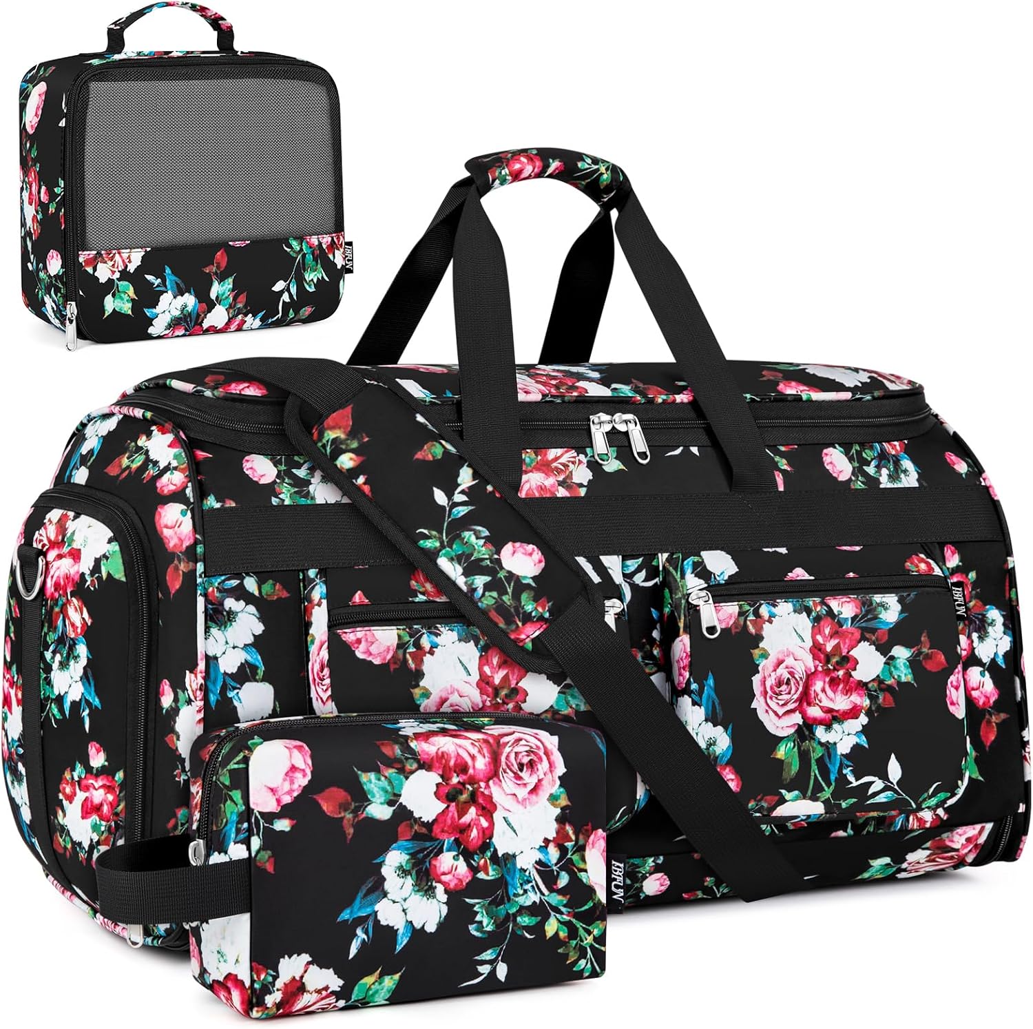 Convertible Garment Duffel Bags for Travel - Carry on Garment Duffle with Toiletry Bag Storage Bag Large Travel Duffel Bag 2 in 1 Hanging Suit Bag Weekender Bag for Men Women 3pcs Set