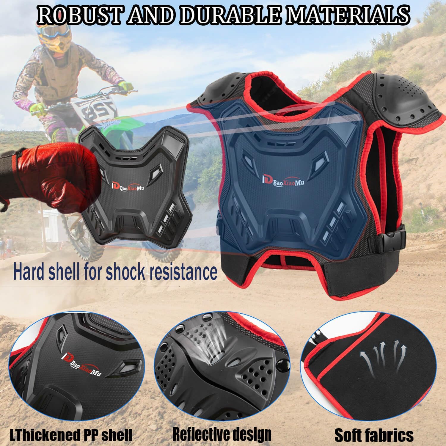 Kids Youth Motocross Armor Protective Vest Suit,Children Chest Back Knee Elbow Protection for MTB ATV 2 Sets