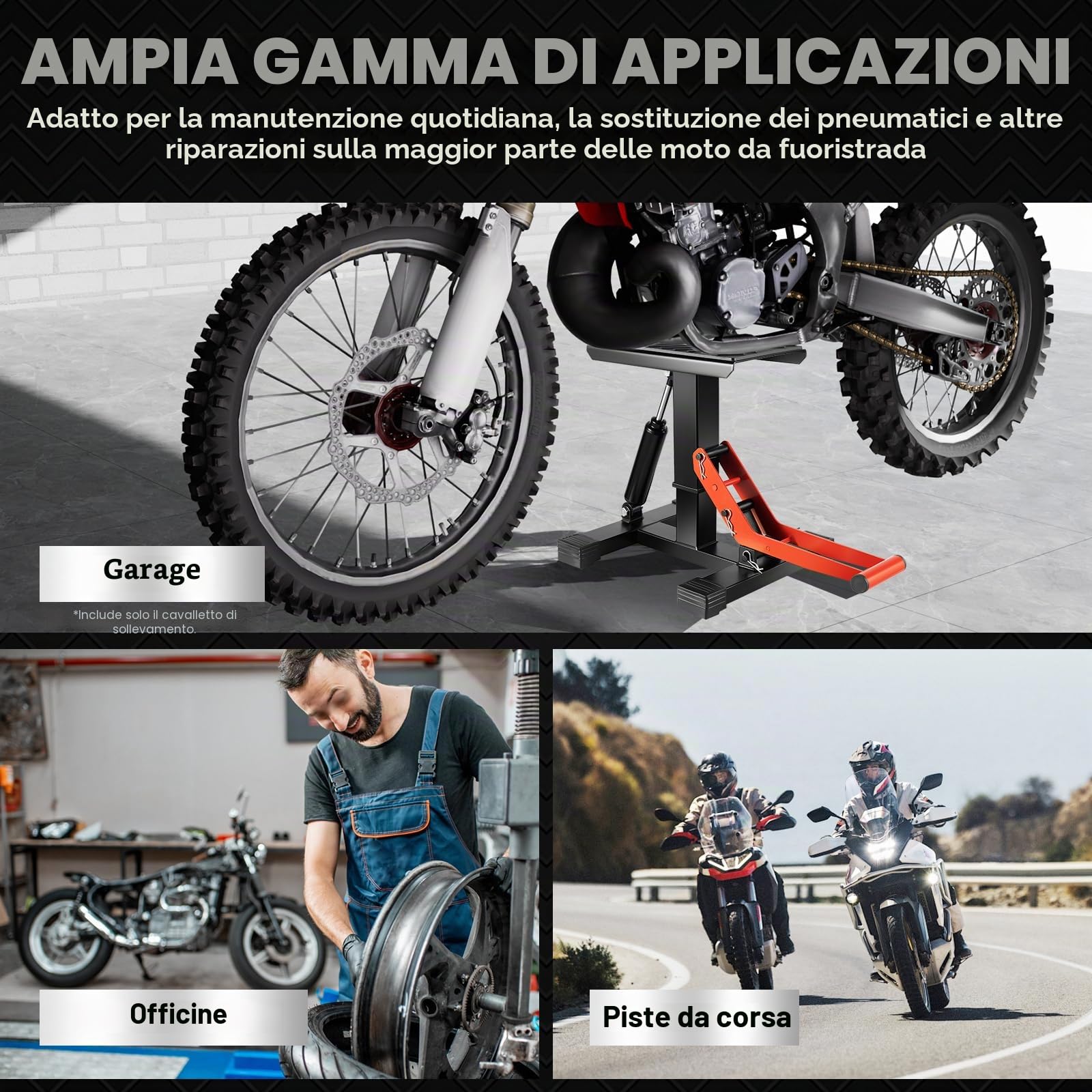 Cavalletto idraulico per moto, ponte sollevatore professionale per moto, supporto per moto, cavalletto universale per moto, portata massima 400 kg