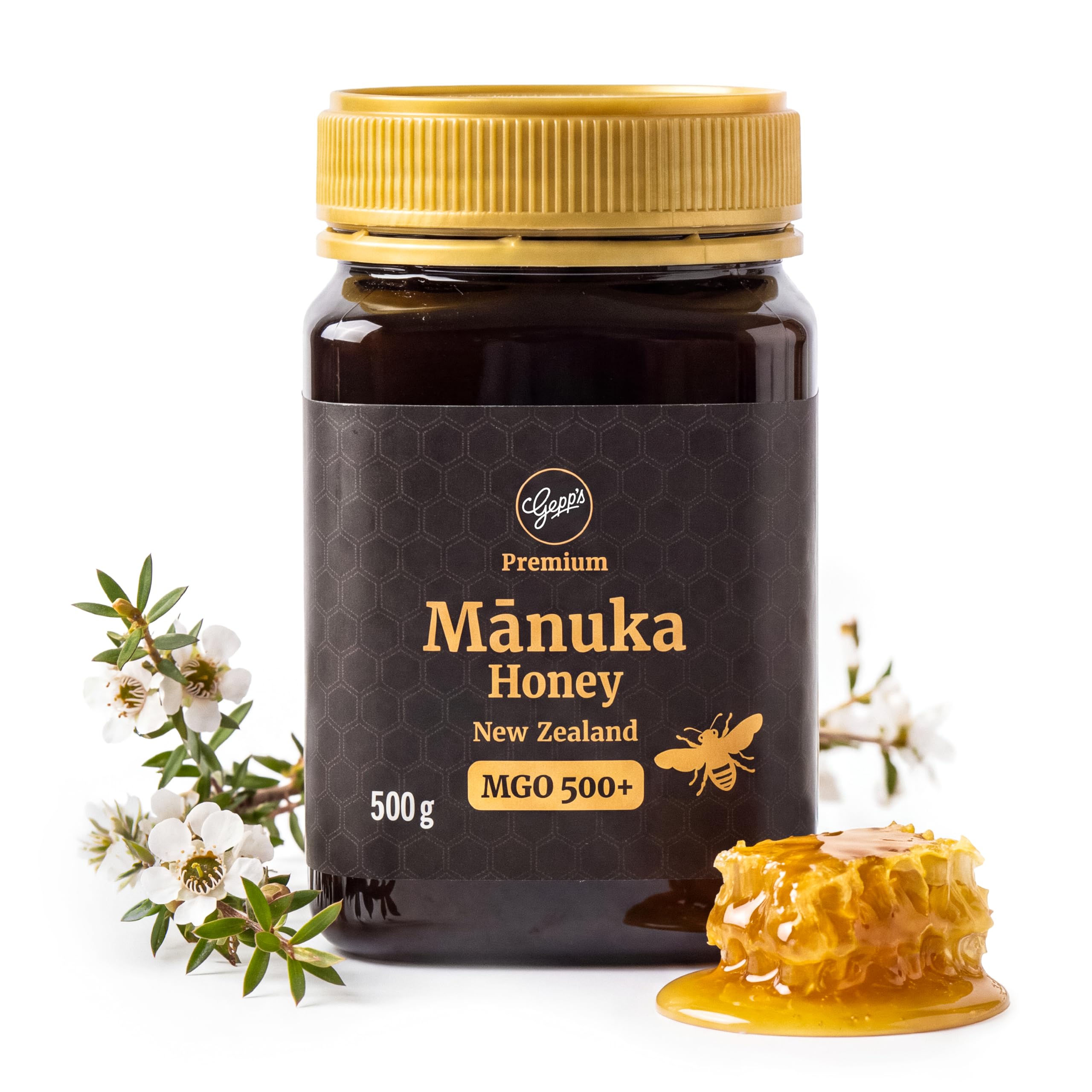 Miel de Manuka de Gepp's Feinkost, 500g I Alta pureza I 500+ MGO