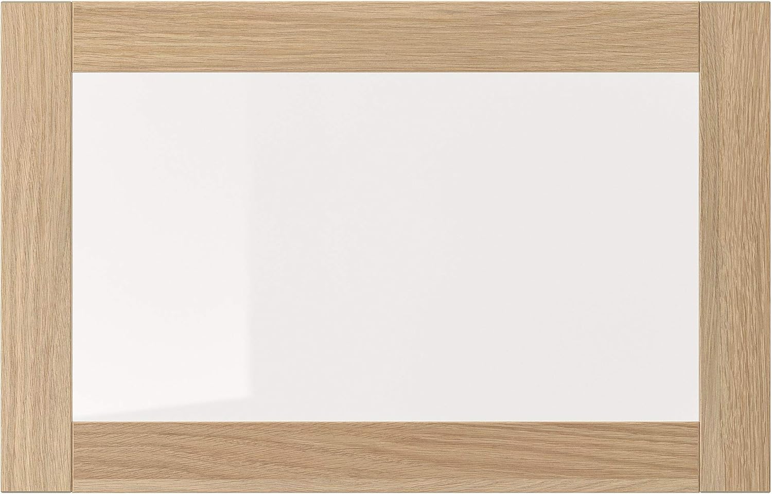 SINDVIK Glass Door, 60x38 cm, White Stained Oak Effect/Clear Glass