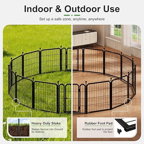 Miniatura 6 de Corralito para perros para interiores y exteriores, 24 pulgadas, 16 paneles, corralito de metal para cachorros, perros pequeños, corral grande con 2