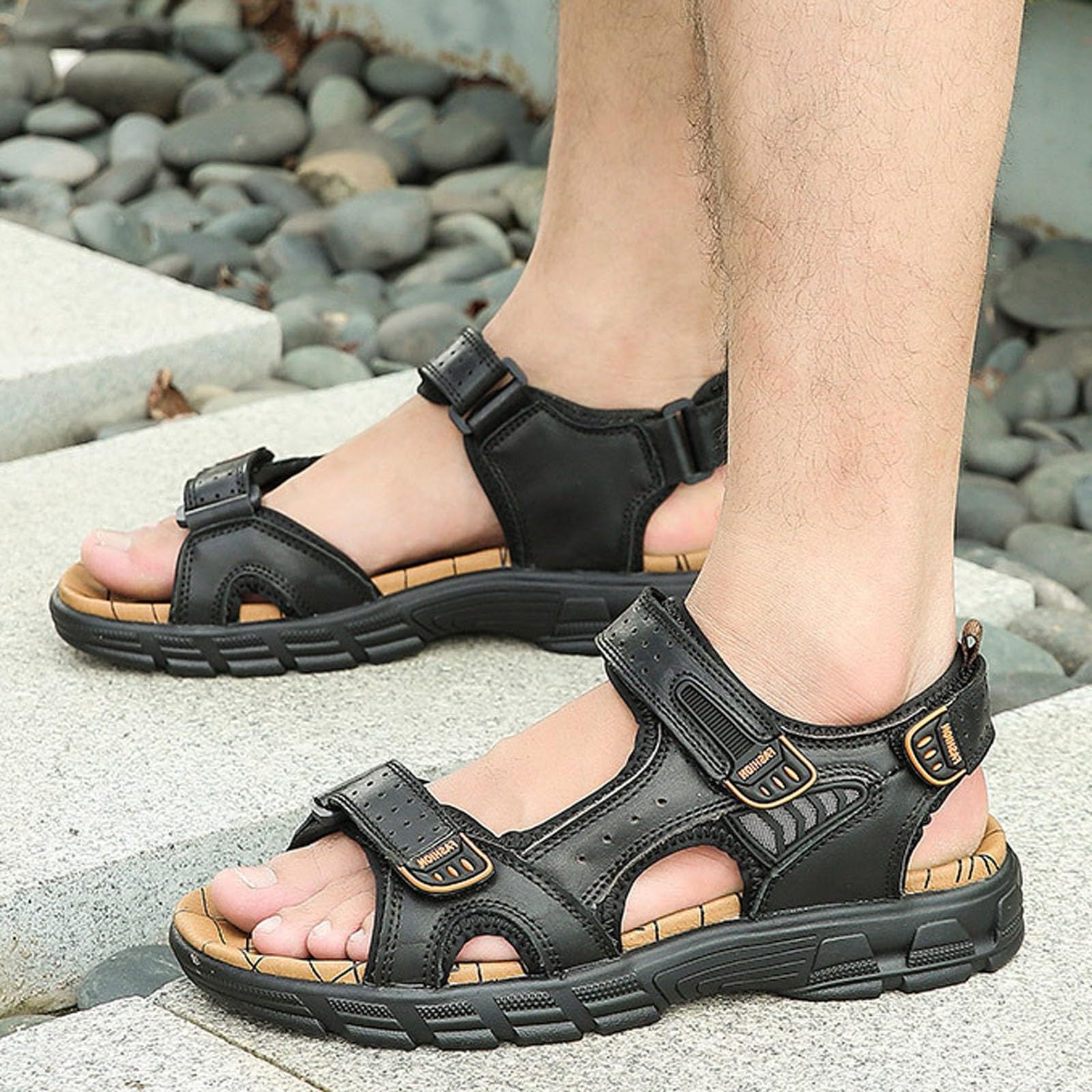 Sandalias Hombre Zapatillas de Senderismo Transpirable Peso Ligero Cuero Camper Deportivas Sandalias Al Aire Libre Pescador Playa Zapatos 38-46