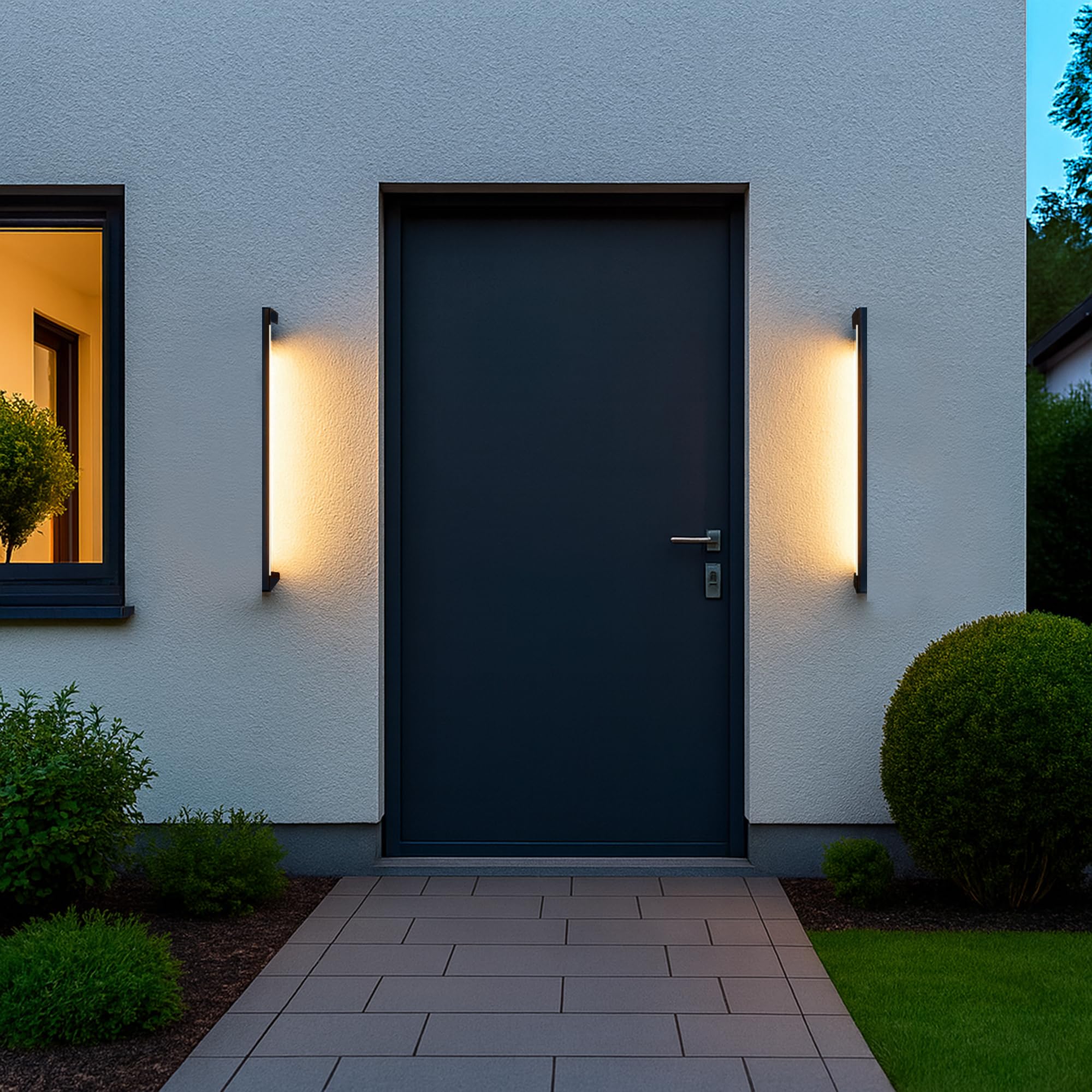 SSC-LUXon LED Wandstrahler Innen Außen YALKO 90 cm schwenkbar 330° IP54 – lange Wandlampe mit warmweißen Licht für Wohnzimmer Bad Terrasse