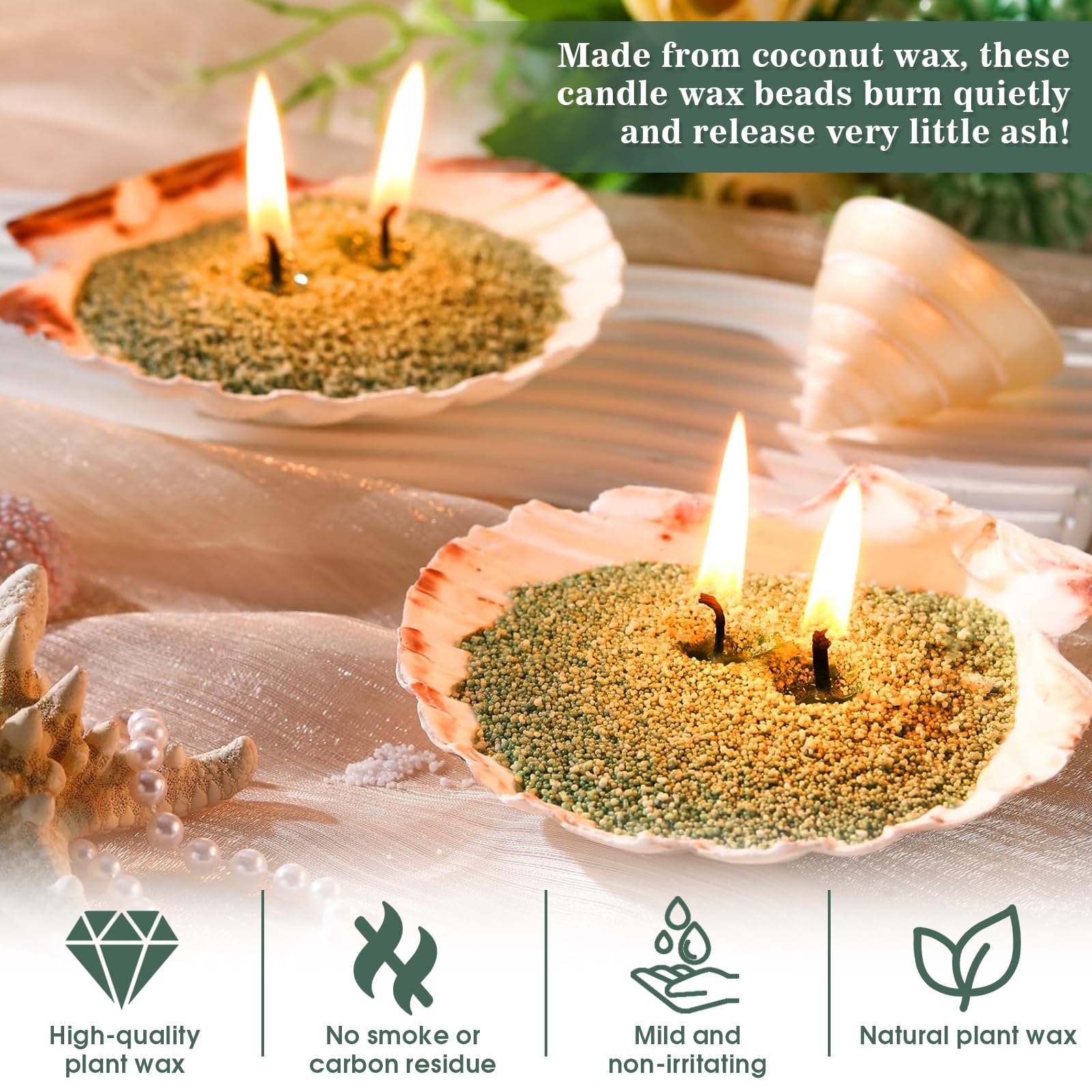 COMFORDER Sabbia per candela con profumo e stoppino, aroma, granulato di cera per candele, set fai da te, 400 g, granuli, 4 stoppini per candele (grigio, lavanda