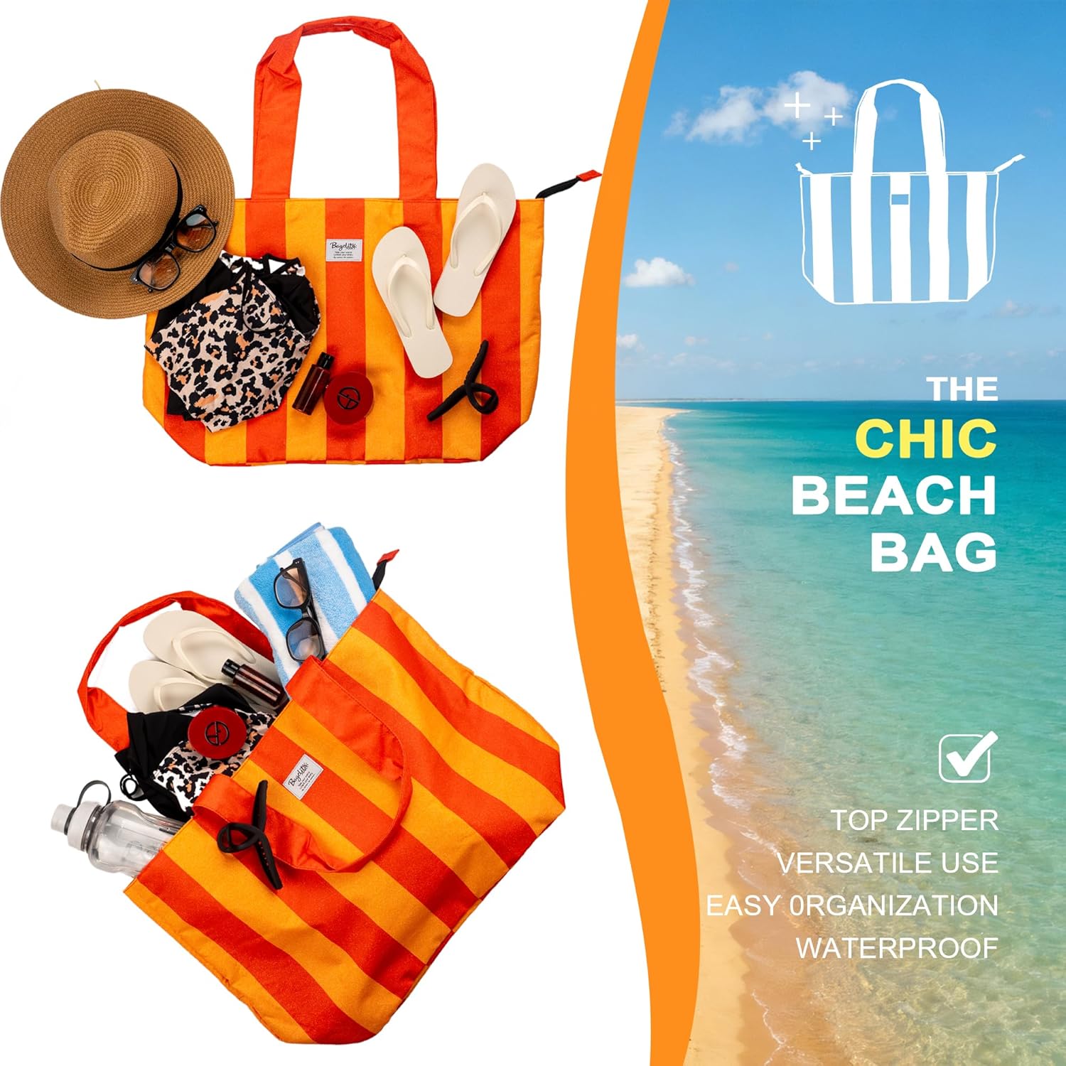 Beach Bags Waterproof Sandproof, XL Large Pool Tote Bag for Women - Image 7