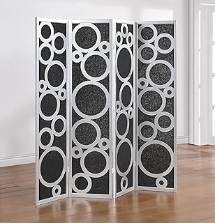Roundhill Furniture Tavari 4-Panel Room Divider, Decorative Folding Free...
