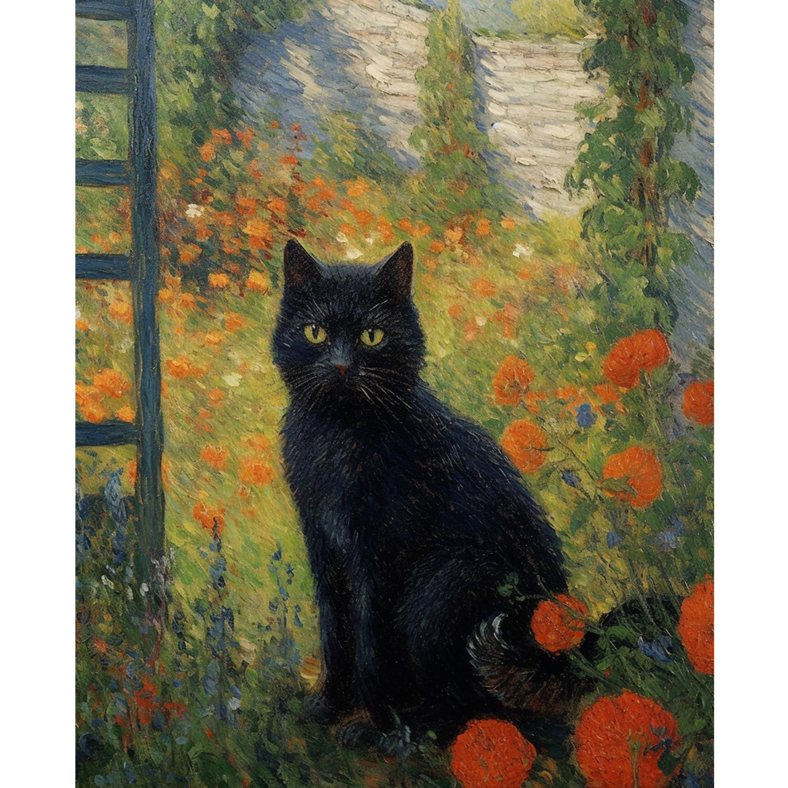 Tucocoo Black Cat Paint by Number for Adults, DIY Digital Oil Painting Kits on Canvas with Brushes and Acrylic Pigment, Garden Cute Animal Abstract Style for Home Wall Decor 16x20 inch (Frameless)