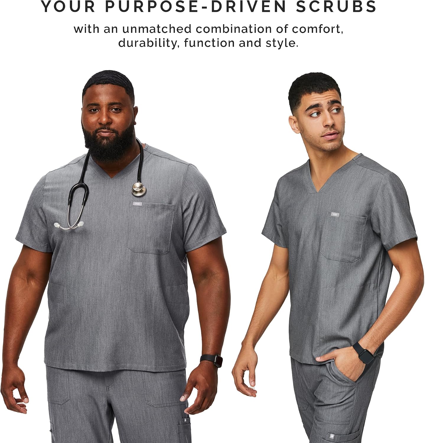 FIGS Chisec Scrub Top for Men – 3 Pockets, Tailored Fit, Squared V-Neck, 4-Way Stretch, Moisture-Wicking