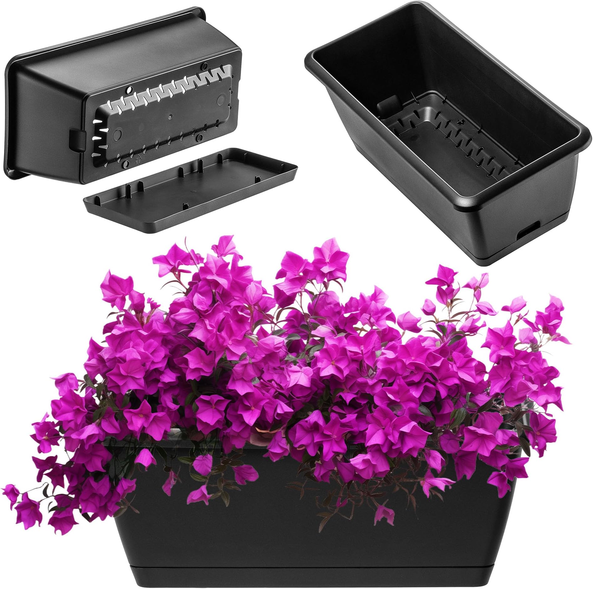 Jardinière De Balcon Pot De Fleurs Effet Rotin Avec Soucoupe 2 Tailles 4 Couleurs[u222