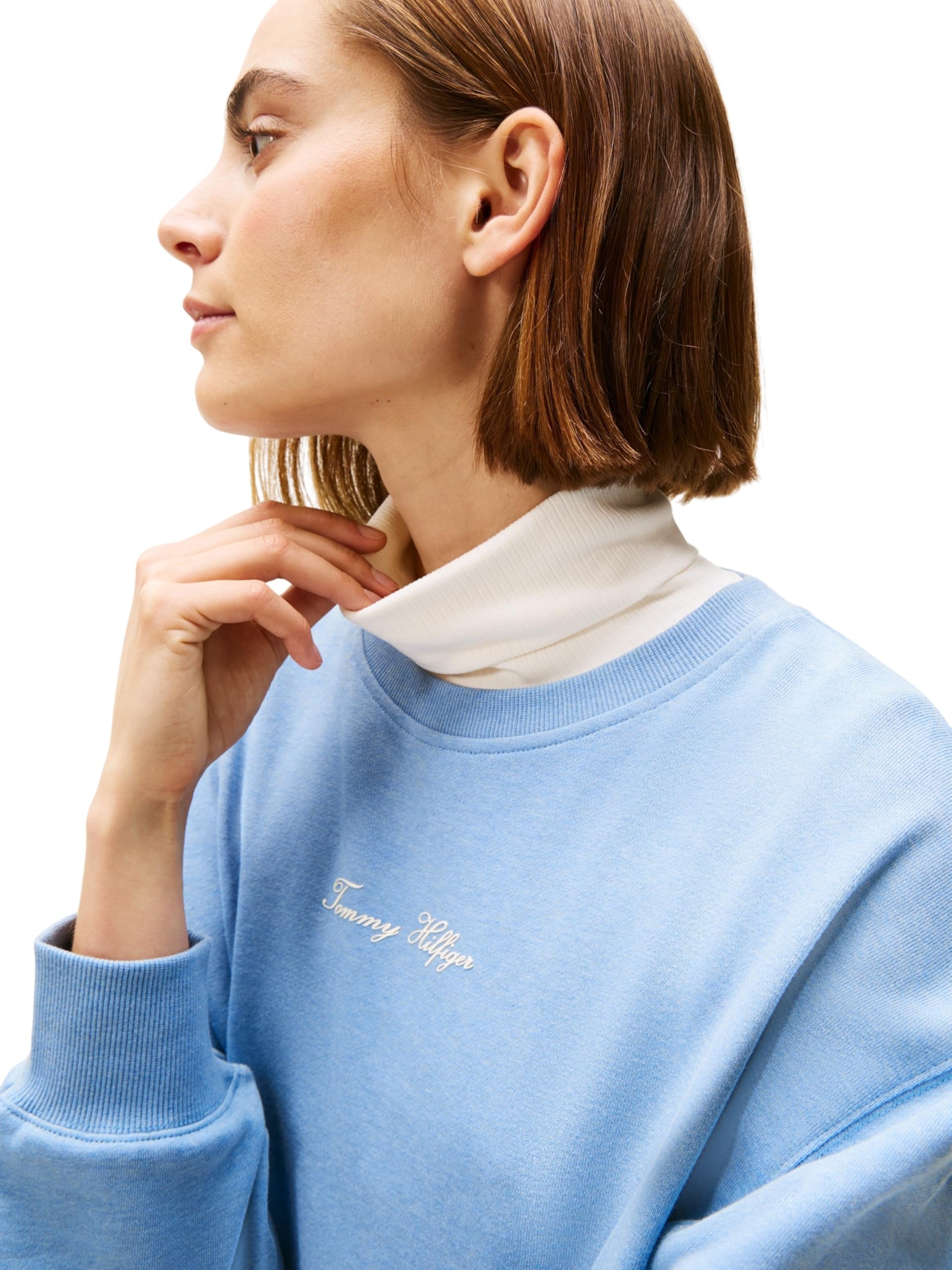 Tommy Hilfiger Classic Script Terry Sweatshirt Ww0ww48269 Sudadera sin Botones Mujer (Pack de 1)