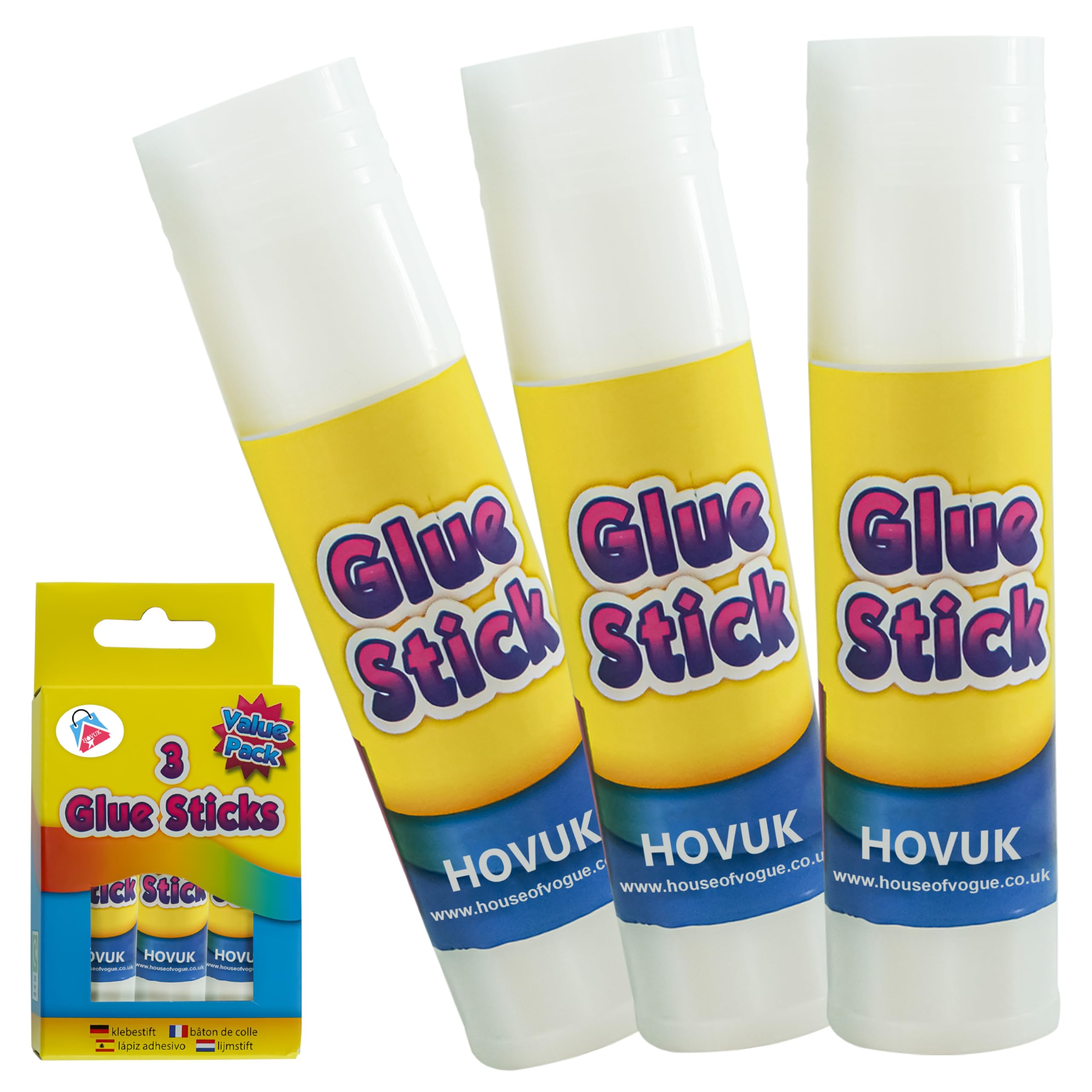 3Pk Twist Action White Glue Stick Set for Children | Washable School Glue Sticks for Kids Crafting | Scrapbook Gluesticks Dries Clear, Safe, Child-Friendly Strong Adhesive Craft Glue