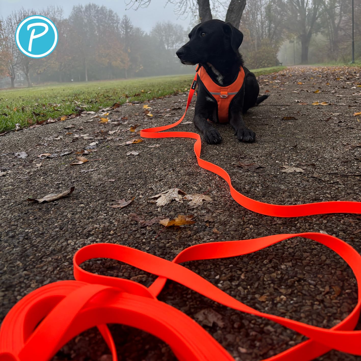 Petlando Schleppleine Trekking Such- und Trainingsleine für Hunde, für Ausbildung, extrem belastbar, viel Bewegungsfreiheit, einfache Reinigung – 5m x 1,5cm, orange