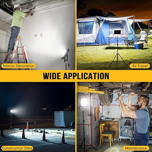 Miniatura 7 de Luz de trabajo LED recargable con soporte 2 juegos de 22000 lúmenes 200W LED trípode luz de trabajo - Ajustable y plegable IP65 impermeable al aire