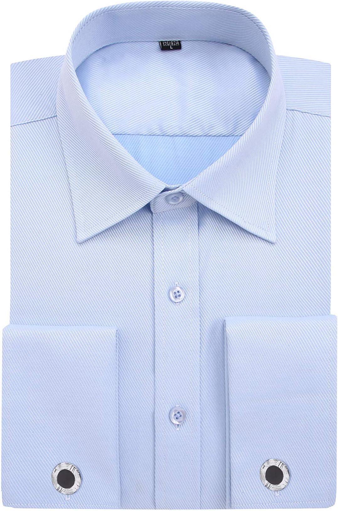 French Cuff Regular Fit Dress Shirts (Cufflink Included)