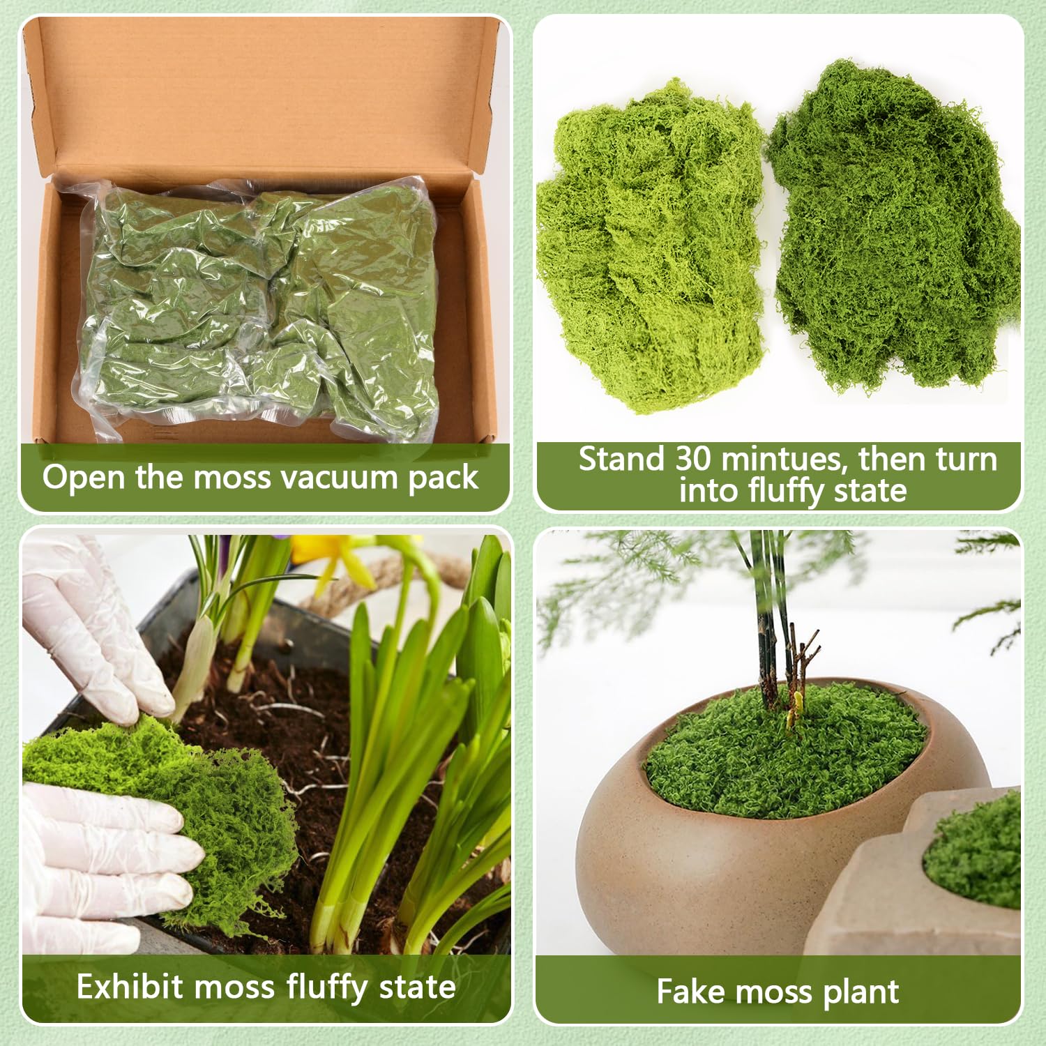 Mousse Artificielle Décorative – 200 G (100 G Vert Foncé + 100 G Vert Clair) Pour Terrarium, Décoration Intérieure, Mariage, Noël