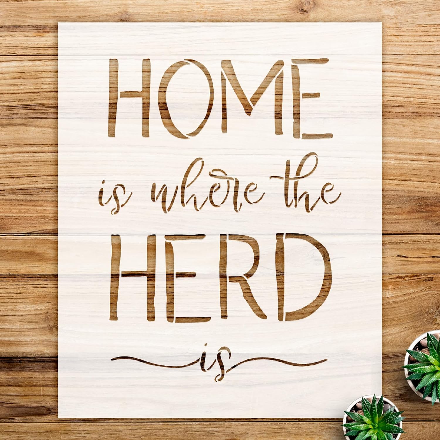 Farmhouse Cow Welcome Stencil Pattern for Walls and Crafts, Reusable Mylar Template, Perfect for DIY Home Decor and Rustic Projects - Size A2 (19.2" x 23.4")