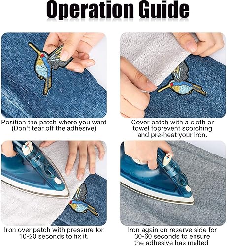 Miniatura 5 de Woohome 19 parches para planchar con pájaros, varios parches para coser, decoración o reparación, apliques bordados para ropa, mochilas, jeans,