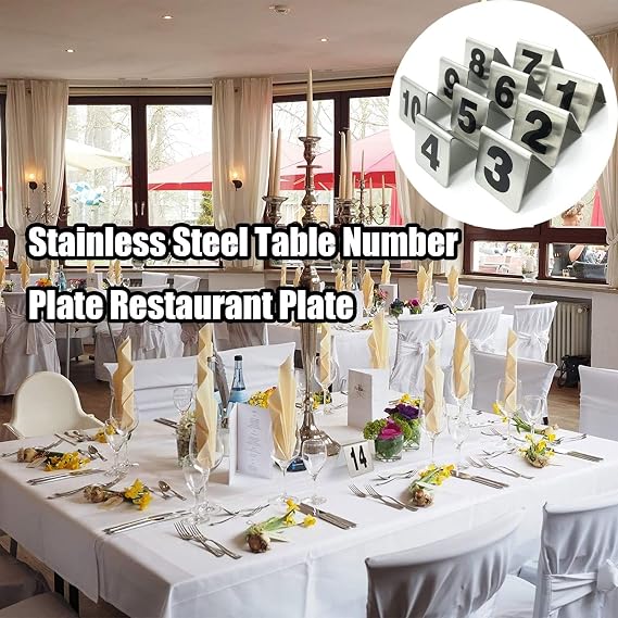 10Pcs Table Order Numbers Tent Style Stackable Digital Table Number Plate Restaurant Reception Number Stands Signs for Centerpiece, Reception, Decoration, Party, Anniversary, Event (1-50)(41-50)