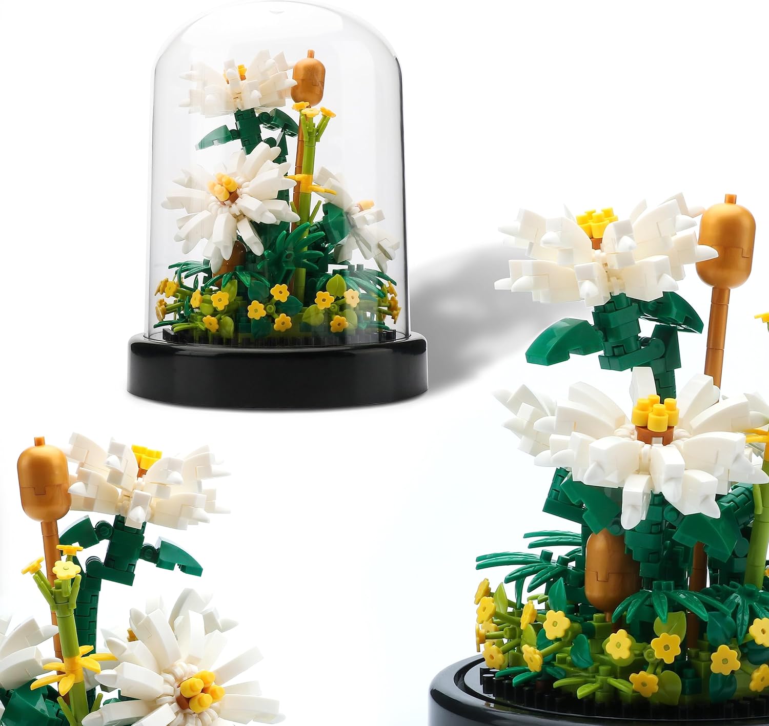 YaJie Flower Bouquet Building Set - White Daisy Blocks for Adults, 490 PCS DIY Mini Bricks, Unique Botanical Home Decor, Creative Gift for Women