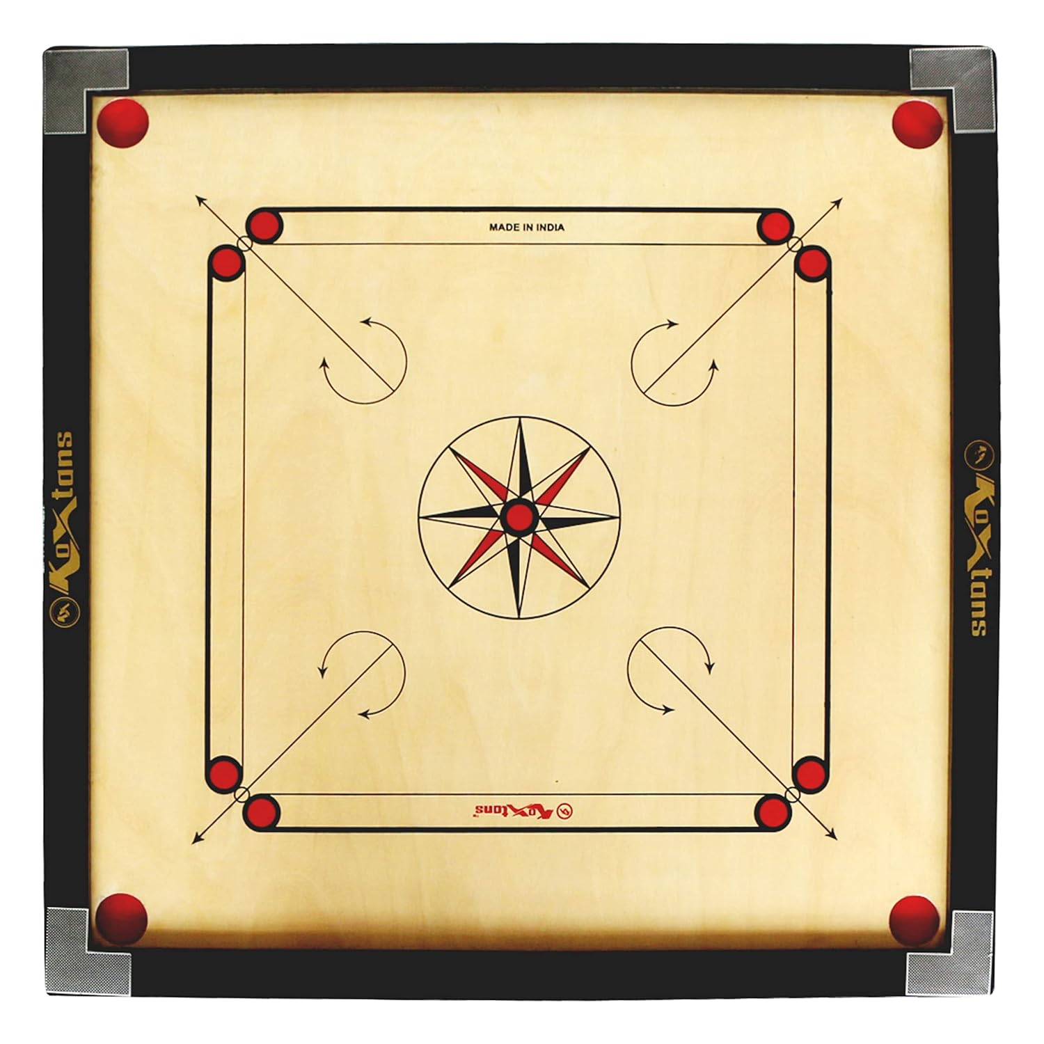 Buy "KOXTONS - Carrom Board 32 INCH Full Size with 1.5" Border ( Premium ). Perfect  Board Game for Kids & Home. Comes with 'Q' Marking & POLISHING Technology  for Better Performance",