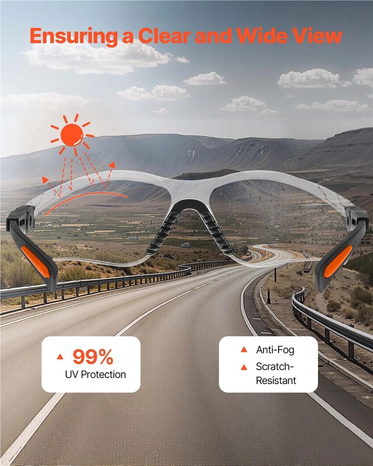 Z87.1 Schutzbrille – Beschlagfreie, kratzfeste, klare Linse im Rundum-Design