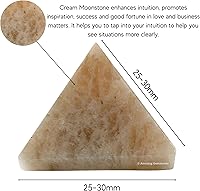 Vista 2 de Cristales curativos de pirámide de piedra de luna crema Amazing Gemstone - Figura de gran pirámide de 1" de piedra natural para meditación, Reiki