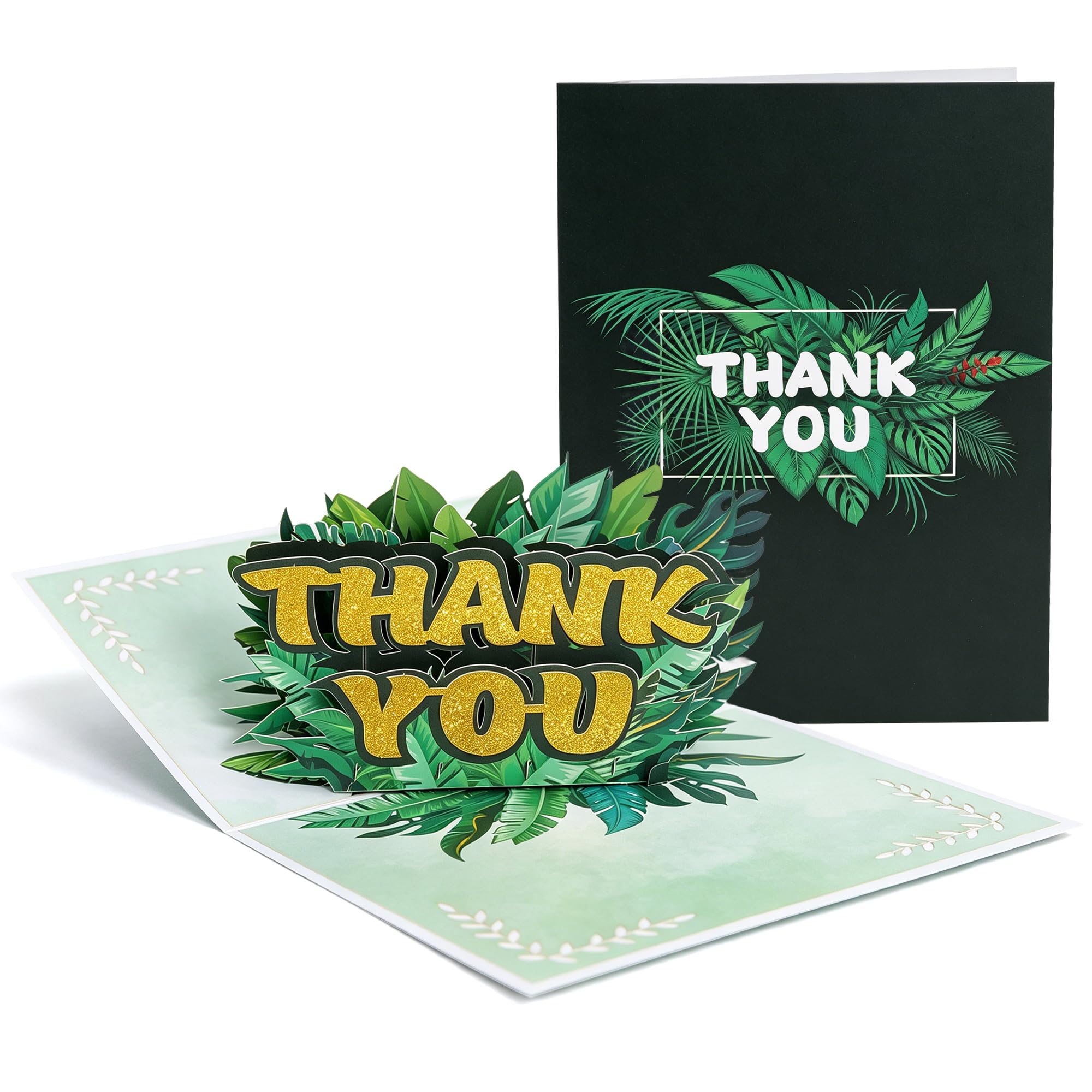 iBestgol Thank You Card,3D Pop Up Teacher Gift,Tropical Leaf Design