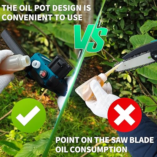 Miniatura 10 de JOVANT Mini motosierra inalámbrica de 6 pulgadas 2023, motosierra de mano con batería recargable de 2000 mAh, motosierras pequeñas para patio,