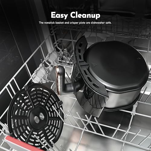 Miniatura 7 de Freidora de aire compacta de 3.6 cuartos de galón, freidoras de aire redondas para 1-3 personas, con bandeja para hornear, pantalla digital con 9