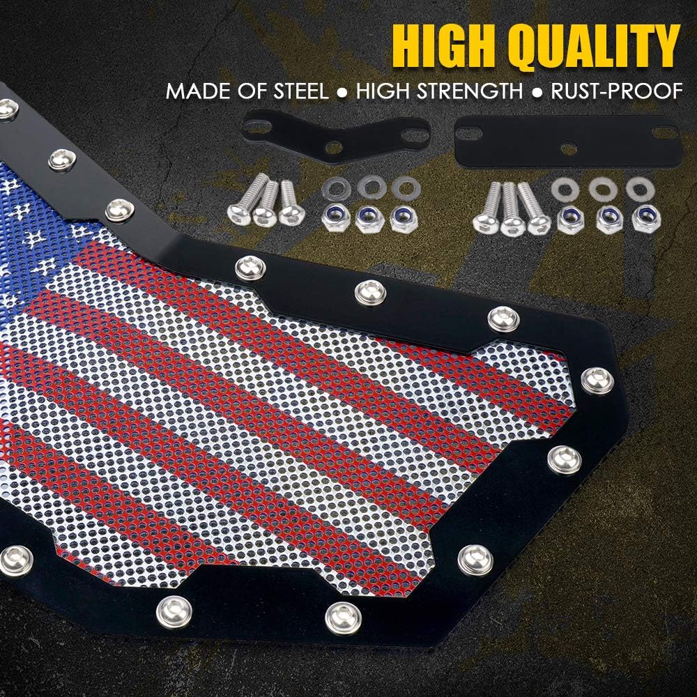 Xprite X3 Grille Grill with Steel USA America Flag Mesh for Can-Am Maverick X3 2017 2018 2019 2020 2021 (Rocker Switch Include)