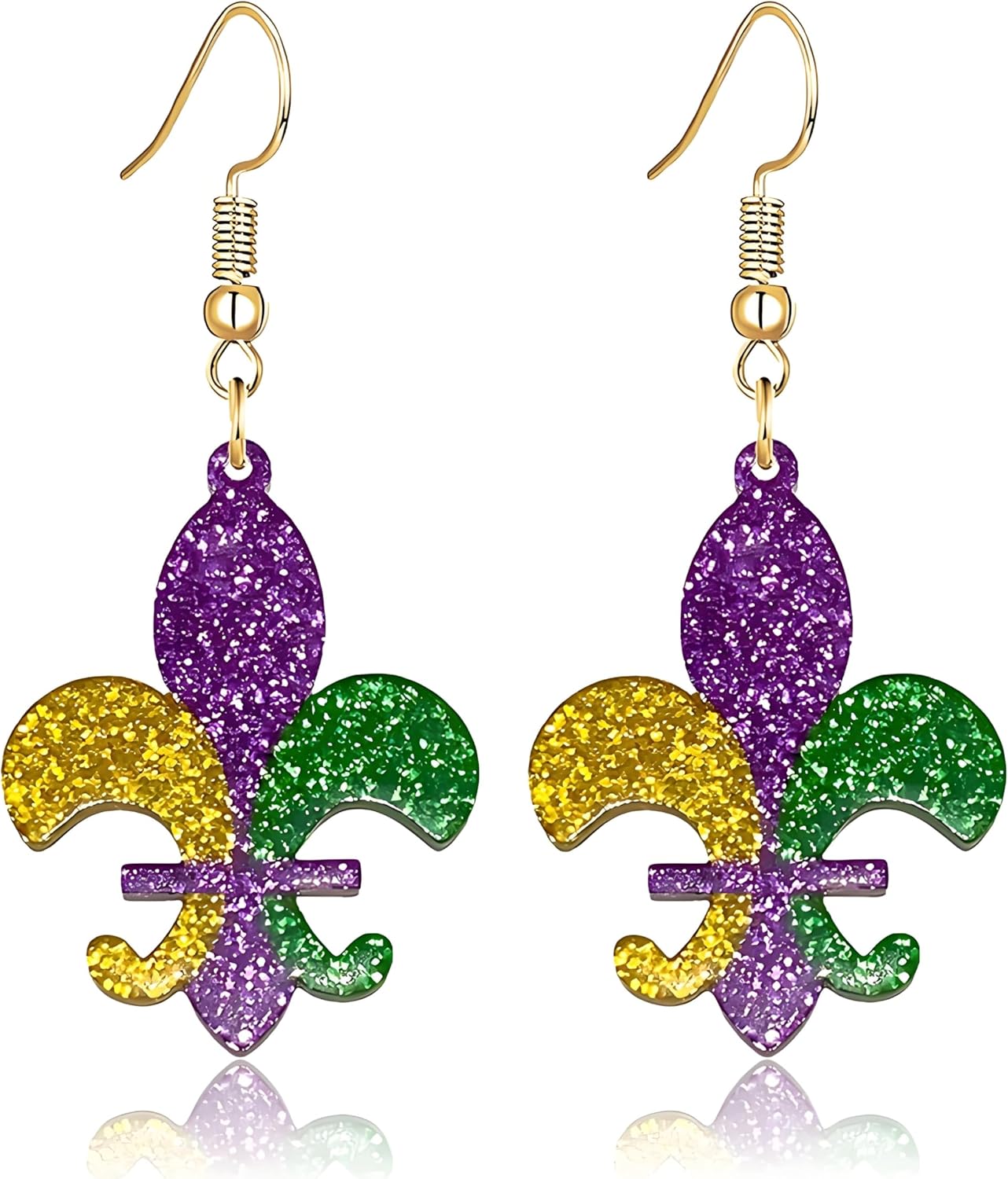 Dreuyet Mardi Gras Acrylic Earrings Crown Carnival Mask Letter MARDI GRAS Dangle Earrings for Women Holiday Jewelry Dangling Festival Boho Llama Fun Drop Earrings Parade