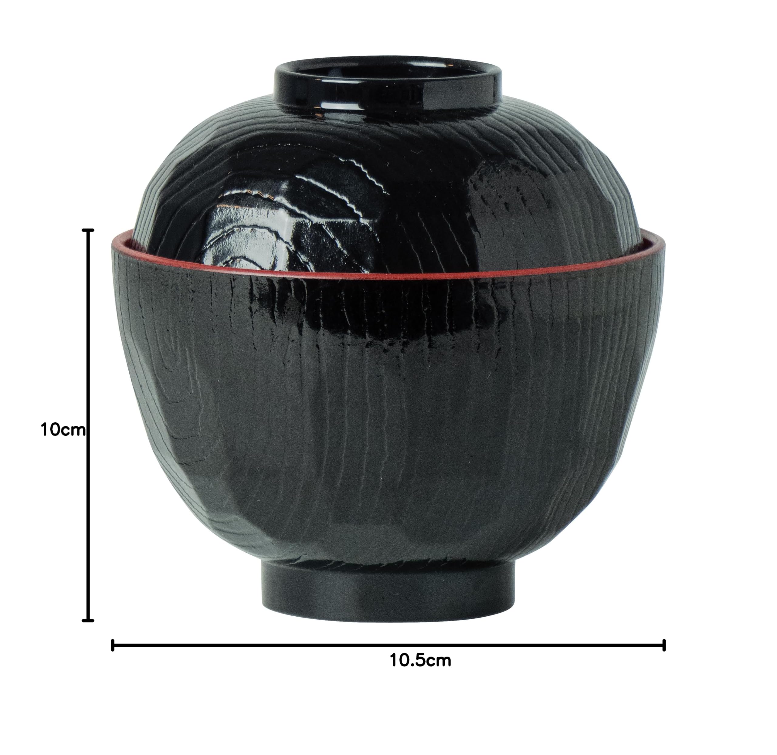 JADE TEMPLE Miso - Ciotole da zuppa in ABS, capacità: 330 ml, 12 pezzi, colore: Nero