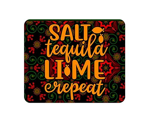 Salt Tequila Lime Repeat Sarcastic Funny Unique Art Design Patterns, Smooth Surface Non-Slip Rubber Gaming Mouse Pad 9.5 X 7.9 Inch